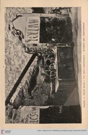 Pompei – Nuovi Scavi – Via dell’Abbondanza – Esterno del Thermopolio – Un « Thermopolio ». – « Thermopolio ». – « Thermopolium ».