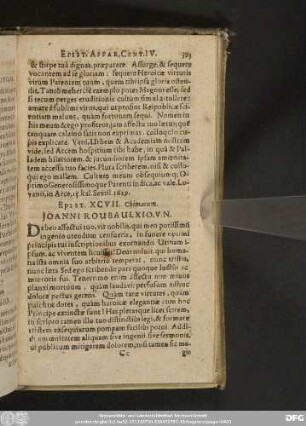 Epist. XCVII. Chimacum. Ioanni Roubaulxio, V. N.
