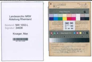 Entnazifizierung Max Krueger , geb. 17.07.1891 (Beamter)