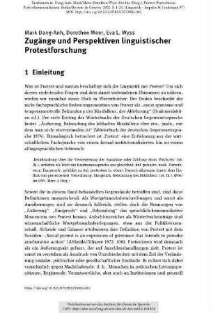Zugänge und Perspektiven linguistischer Protestforschung