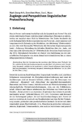 Zugänge und Perspektiven linguistischer Protestforschung