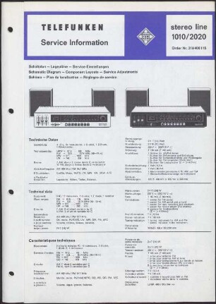 Bedienungsanleitung: Telefunken Service Information stereo line 1010 / 2020