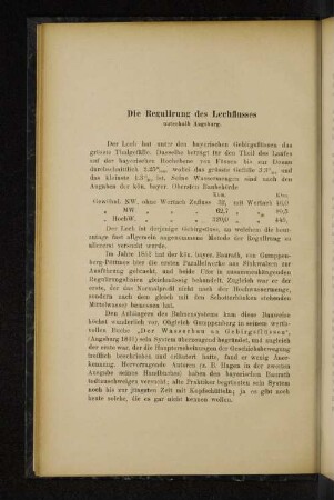Die Regulirung des Lechflusses unterhalb Augsburg.