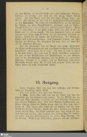 VI. Ausgang