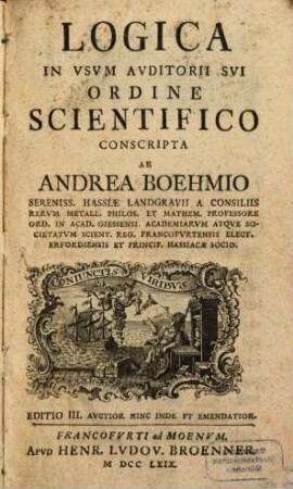 Logica In Vsvm Avditorii Svi Ordine Scientifico Conscripta