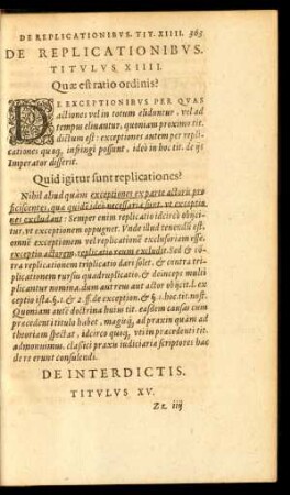De Replicationibus. Titulus XIIII.