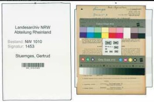 Entnazifizierung Gertrud Stuemges , geb. 15.06.1882 (Gastwirtin)