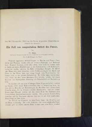 Ein Fall von congenitalem Defect des Fusses.