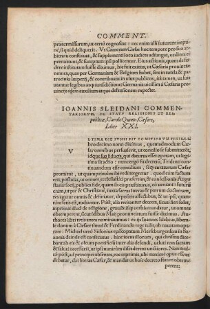 Ioannis Sleidani Commentariorum ... Liber XXI.