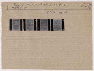 Repros von Erläuterungen zu einem Bildband über historische Berliner Gebäude. Berlin