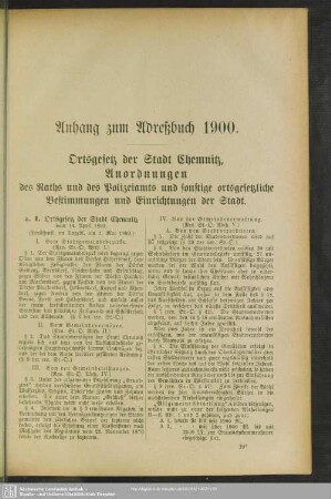 Anhang zum Adreßbuch 1900