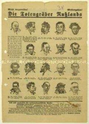 Antisemitisches Flugblatt zu den Lebensbedingungen in Russland und Aufruf zum Eintritt in die NSDAP