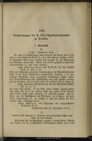 XIII. Entscheidungen des K. Ober-Appellationsgerichts zu Dresden