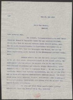 Brief an Max Burger : 19.05.1914