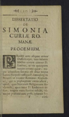 Dissertatio de Simonia Curiae Romanae.