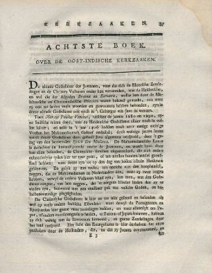 Achtste boek. Over de Oost-Indische kerkzaaken
