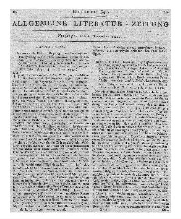 Beyträge zur Kenntniß und Verbesserung des Kirchen- und Schulwesens in den Königlich Braunschweig- Lüneburgschen Churlanden. Bd. 1, H. 1-4. Ges. u. hrsg. v. J. C. Salfeld. Hannover: Hahn 1800