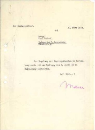 Ortsgruppe Pfullingen bei Reutlingen und Kreisleitung Ravensburg