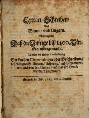 Extra-Schreiben aus Wien und Ungarn