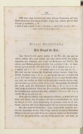 Vierte Abtheilung. Die Regel de Tri