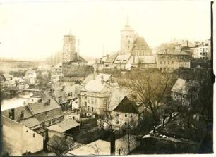 Bautzen. Stadtansicht mit Alter Wasserkunst und Michaeliskirche