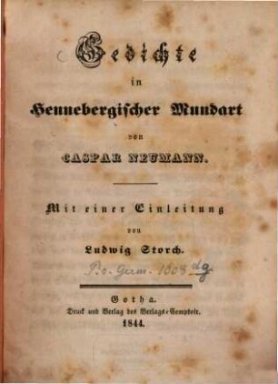Gedichte in hennebergischer Mundart