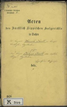 Krull, Heinrich in Lemgo gegen Philipp Krull sen. in Lemgo - Eigentumsansprüche