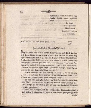 10. Hochwürdigstes General-Vikariat!