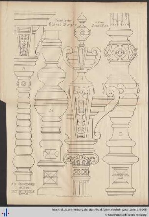 Detailblatt 4. Zu Bücherschrank Blatt 59. Zu Bettstelle Blatt 56.