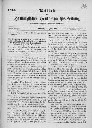 Beiblatt zur hamburgischen Handelsgerichts-Zeitung No. 23. Zweiter Jahrgang. Hamburg, 5. Juni 1869.