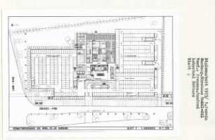 Bürohaus Mobil Oil, Hamburg-Winterhude (Diplomarbeit bei Kurt Dübbers): Grundriss 1. Untergeschoss 1:200