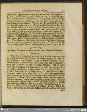 Quaestio 15. An Speneri Germaniam antiquam consuluit Autor plurimum Reverendus?