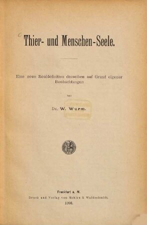 Thier- und Menschen-Seele