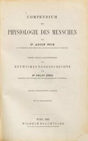 Compendium der Physiologie des Menschen : [der Hochschule Würzburg dargebracht zur Jubelfeier ihres dreihundertjährigen Bestehens]