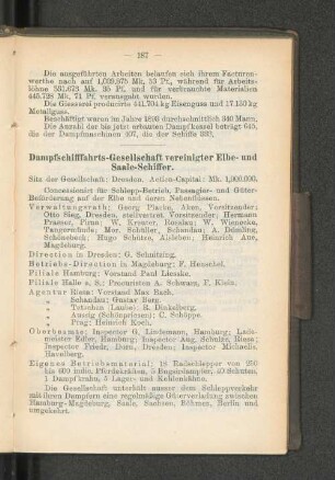 Dampfschifffahrts-Gesellschaft vereinigter Elbe- und Saale-Schiffer.