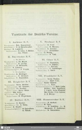 Vorstände der Bezirks-Vereine.