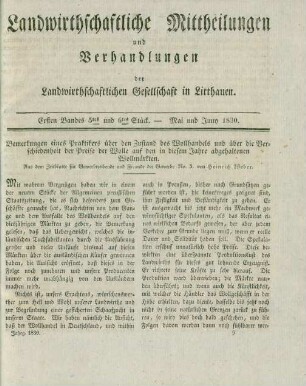 Ersten Bandes 5tes und 6tes Stück. - Mai und Juny 1830.