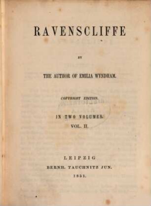 Ravenscliffe : in 2 vols.. 2