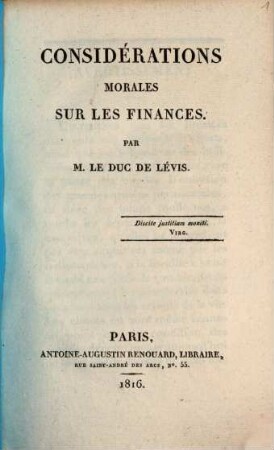 Considérations morales sur les finances