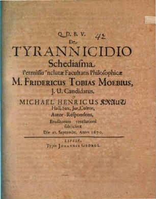 De tyrannicidio schediasma