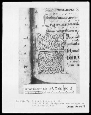 Monastisches Antiphonale — Initiale H, Folio 3recto