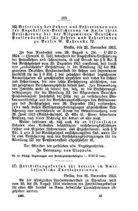 Fortbildungskursus für bereits im Amte befindliche Turnlehrerinnen : [D. Allgemeine Angelegenheiten der Unterrichtsanstalten]
