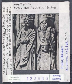 Santiago de Compostela: Kathedrale, Puerta de la Gloria, linkes Gewände, Daniel und Isaias