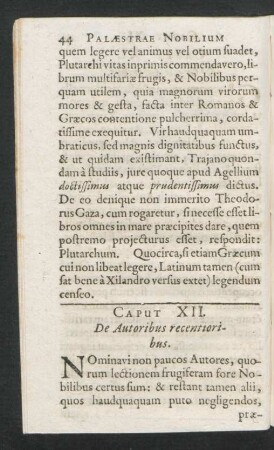 Caput XII. De Autoribus recentiorbus.