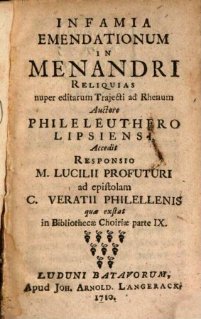 Infamia emendationum in Menandri reliquias
