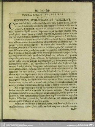Nobilissimis Lectoribus S. P. D. Georgius Wolffgangus Wedelius