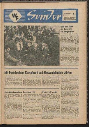 Betriebszeitung 'WF-Sender', Nr.6/1972 (18. Februar 1972)