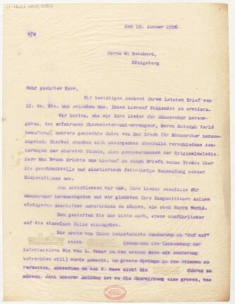 Brief an Wilhelm Reinhard : 15.01.1916