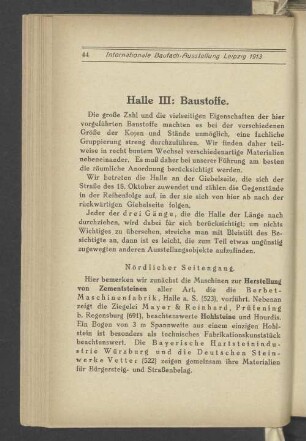 Halle III: Baustoffe.