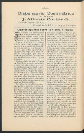Ligeros apuntes sobre la Fiebre Tifoidea